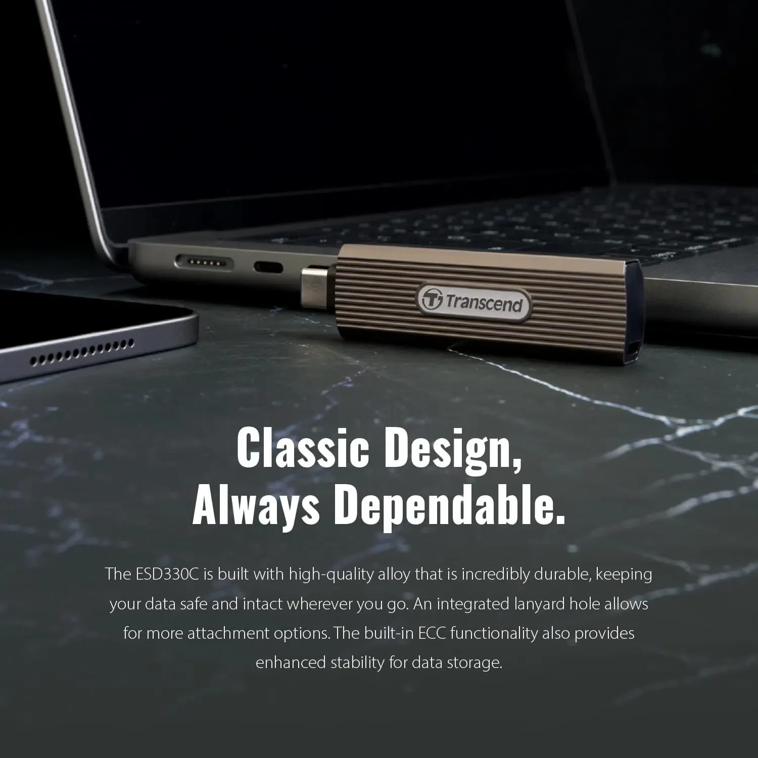 Transcend ESD330C 2TB External SSD, USB 3.2 Gen2, Up to 1,050MB/s, Portable SSD with Type C, Retractable Connector Metal Case, for Gaming Console, iPhone, iPad, Android, Smart TV, Bronze - Image 5