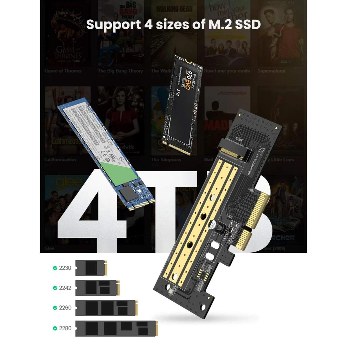Ugreen M.2 NVME to PCI Express 3.0 x4 Adapter Card, Support M Key Solid State Drive Type 2280 2260 2242 2230 Converter to Desktop PCI Express - Image 6