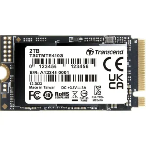 Transcend 410S 2TB M.2 2242 SSD, Up to 5000MB/s, PCIe Gen4x4 NVMe 3D TLC, for Ultra-Thin Laptops, Lenovo Legion Go, Yoga Gen 6, ASUS ExpertBook, ZenBook, Mini PC, DRAM-Less Design for Low Power Consumption