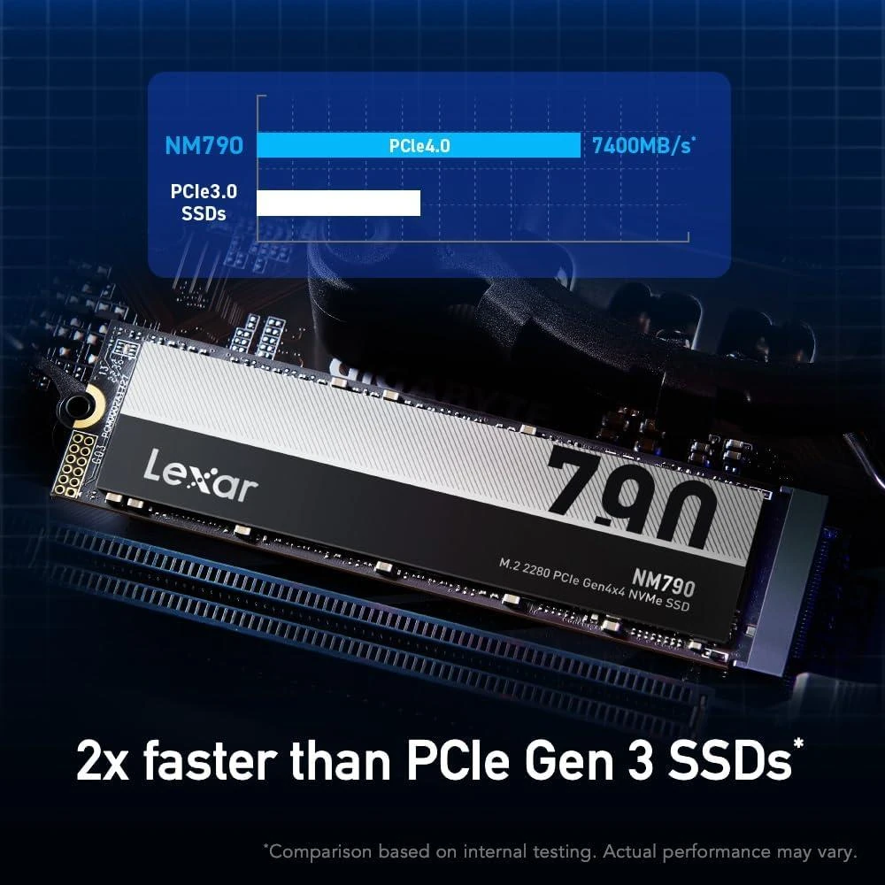 Lexar NM790 4TB SSD PCIe Gen4 NVMe M.2 2280 Internal Solid State Drive, Up to 7400/6500 MB/s Read/Write, Compatible with PS5, for Gamers and Creators, Black - Image 4