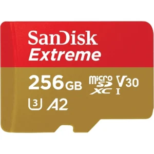 SanDisk 256GB Extreme microSDXC UHS-I Memory Card with Adapter - Up to 190MB/s, C10, U3, V30, 4K, 5K, A2, Micro SD Card