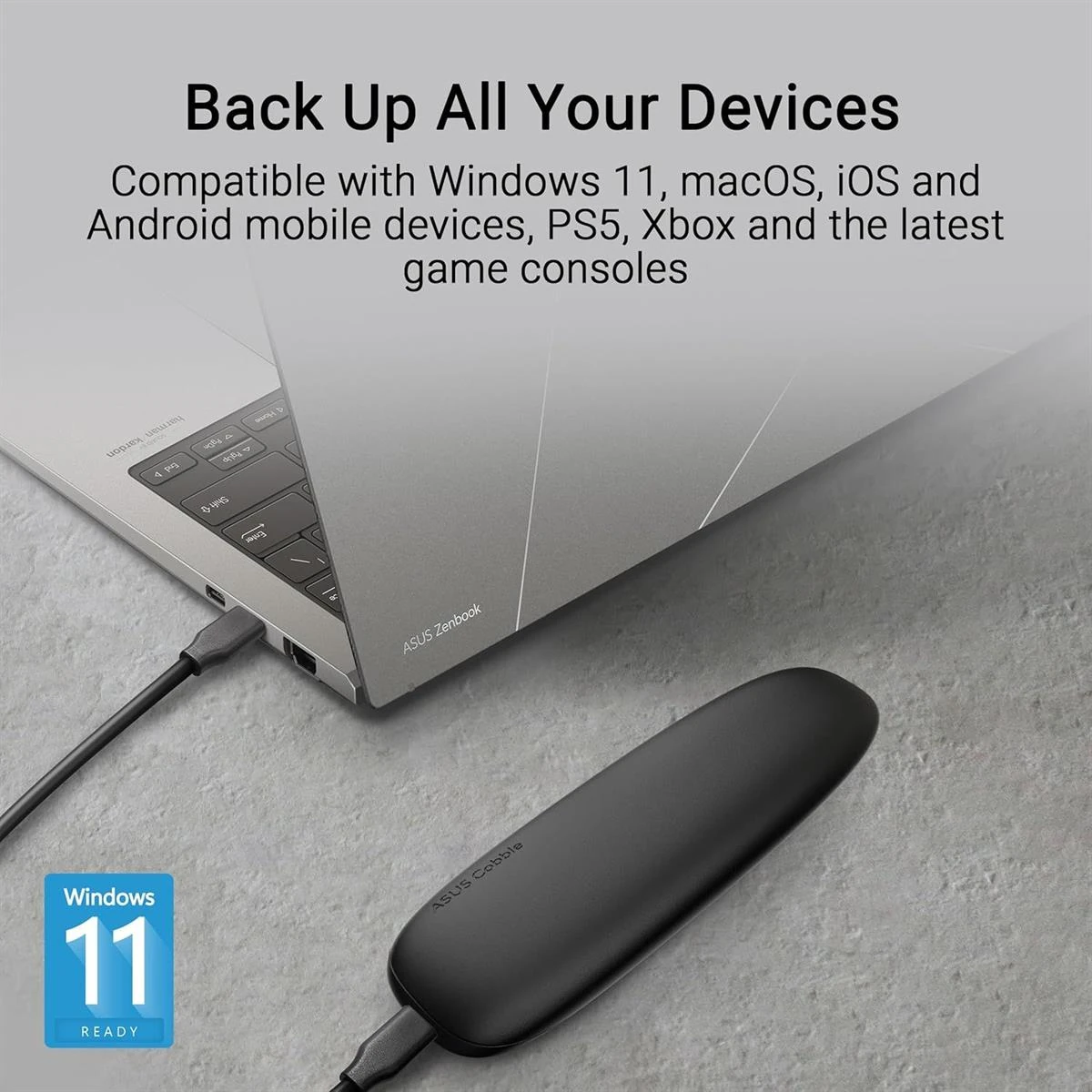 Asus Cobble USB-C 3.2 Gen 2x1 SSD Enclosure (up to 10 Gbps Transmission, Dual M.2 NVMe PCIe and SATA Interfaces, M.2 Q-Latch, IP55 Water and Dust Protection, Windows, macOS) Black - Image 5