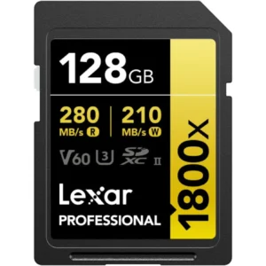 Lexar Professional 1800x 128GB SDXC UHS-II Gold Series Memory Card with 4K Video Transfer and Weatherproof Construction